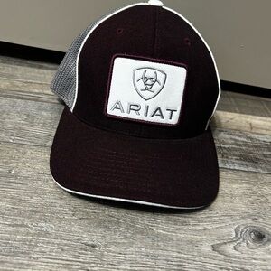 Ariat Maroon, grey and White Logo Trucker Hat  cap